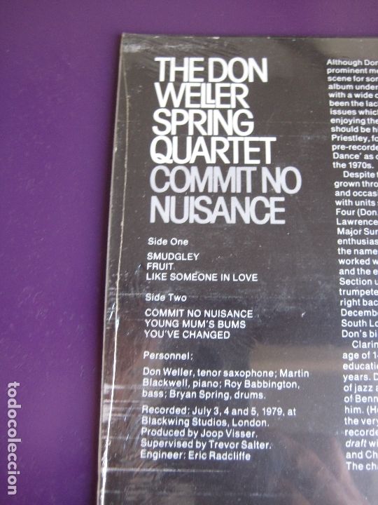 Discos de vinilo: The Don Weller Spring Quartet LP AFFINITY 1981 PRECINTADO - Commit No Nuisance - JAZZ - Foto 3