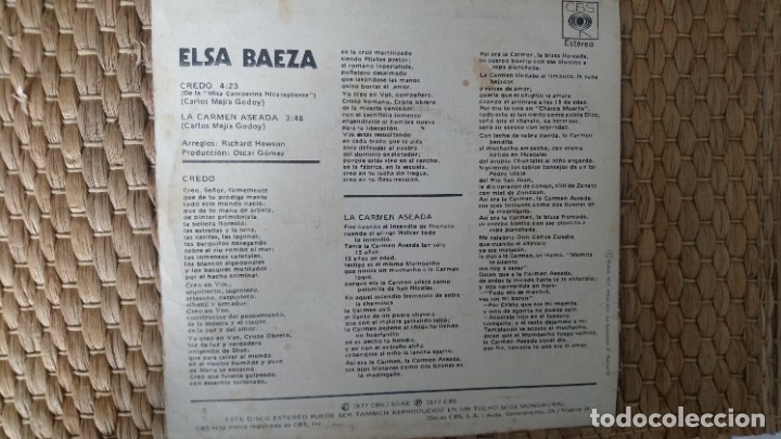 Discos de vinilo: Elsa Baeza &uml;Credo&uml; - Foto 2