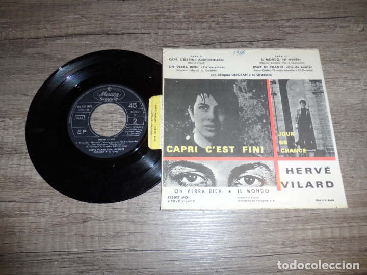 Discos de vinilo: HERV&Eacute; VILARD - CAPRI CEST FINI +3 - Foto 2