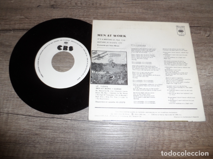 Discos de vinilo: MEN AT WORK - ITS A MISTAKE (PROMOCIONAL) - Foto 2