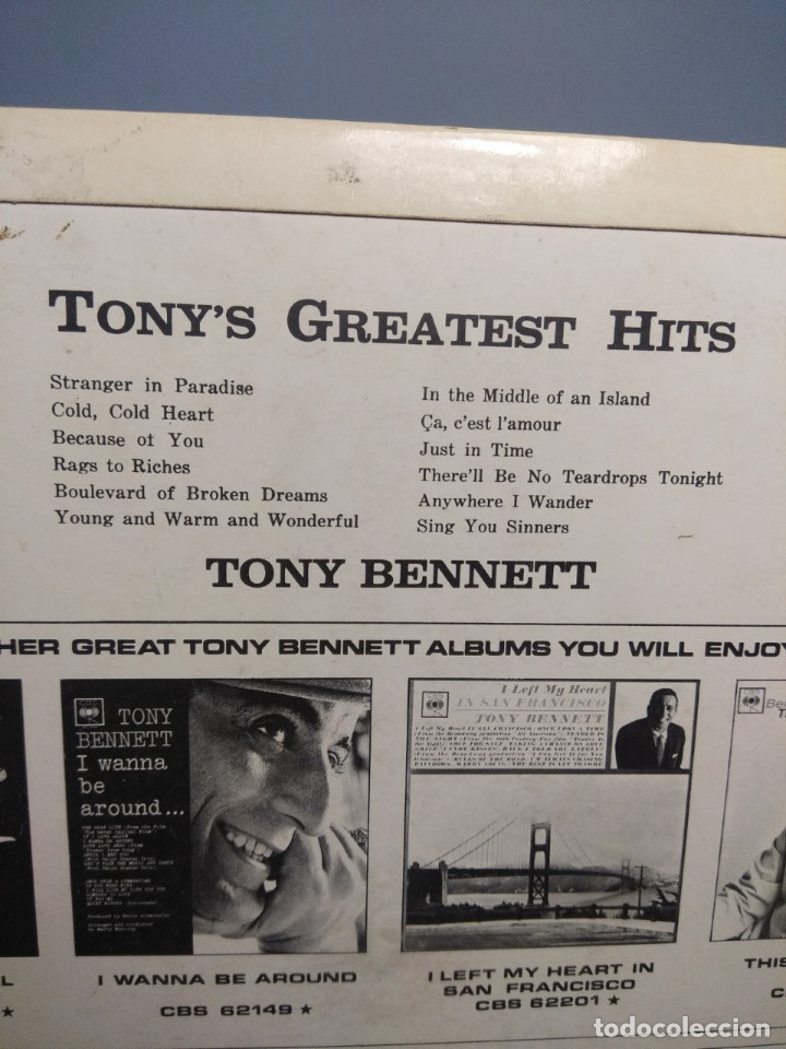 Discos de vinilo: LP TONY BENNETT : TONYS GREATEST HITS - Foto 2