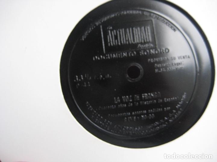 Dischi in vinile: LA VOZ DE FRANCO - FLEXI DISC - DOCUMENTO SONORO ACTUALIDAD 1975 - SIN APENAS USO
