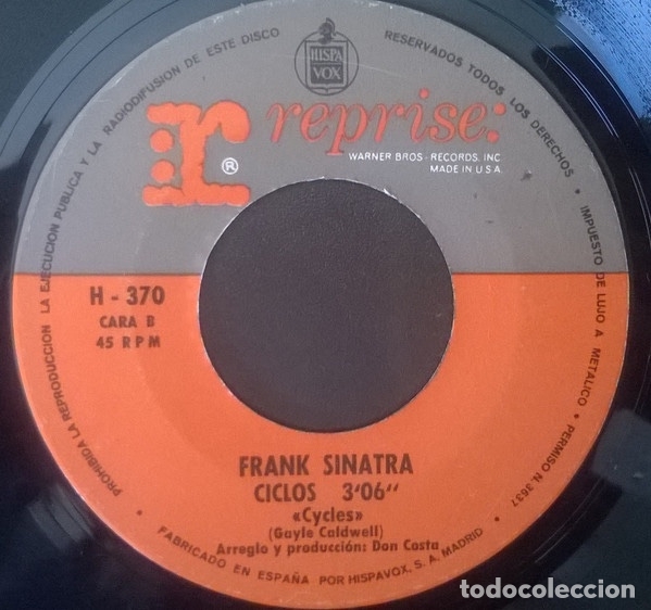 Discos de vinilo: (Tu Eres) Mi Razon De Vivir / Ciclos - Frank Sinatra - Foto 4