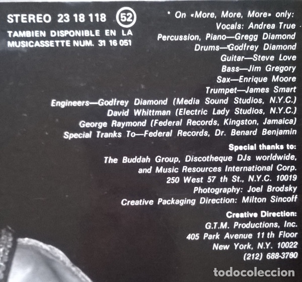 Discos de vinilo: More, More, More - Andrea True Connection - Foto 5