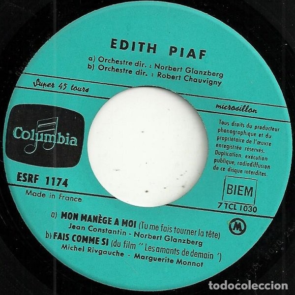 Discos de vinilo: Mon Man&egrave;ge A Moi - Edith Piaf - Foto 3