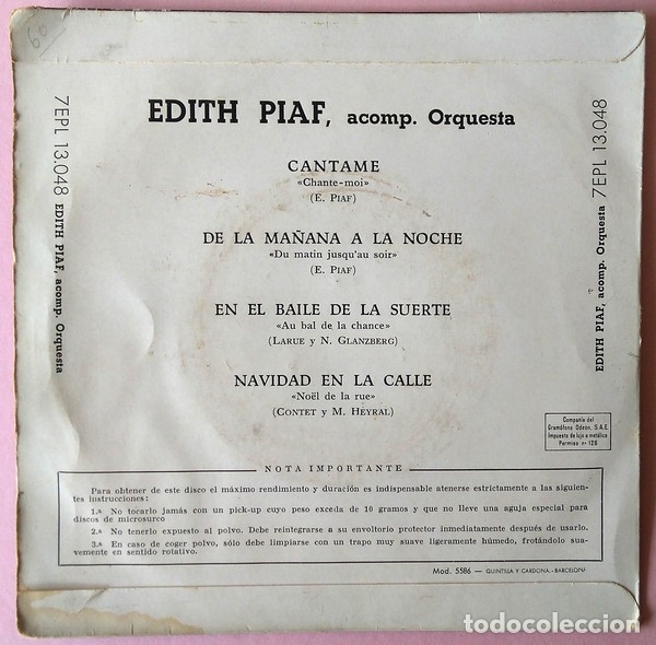 Discos de vinilo: Cantame - Edith Piaf - Foto 2