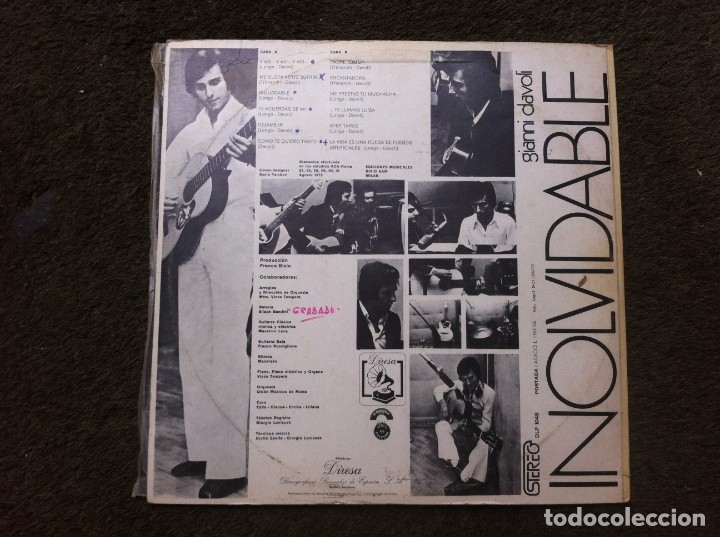 Discos de vinilo: GIANNI DAVOLI.  INOLVIDABLE  (LP) 1973 - Foto 2