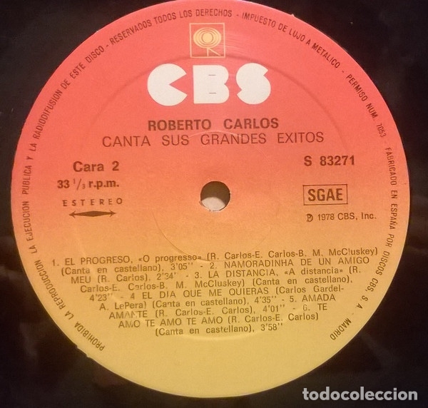 Discos de vinilo: Canta Sus Grandes Exitos - Roberto Carlos - Foto 3