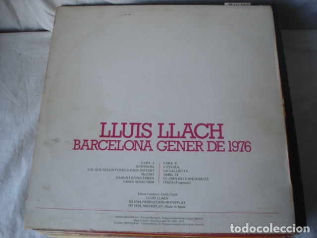 Discos de vinilo: Llu&iacute;s Llach  Barcelona Gener De 1976 - Foto 2