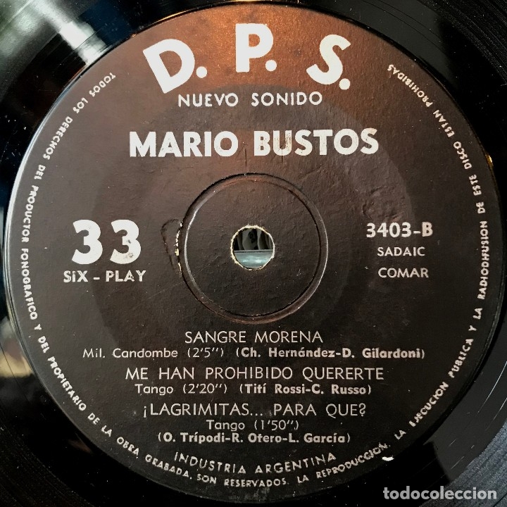 Discos de vinilo: EP argentino de Mario Bustos a&ntilde;o 1963 - Foto 3