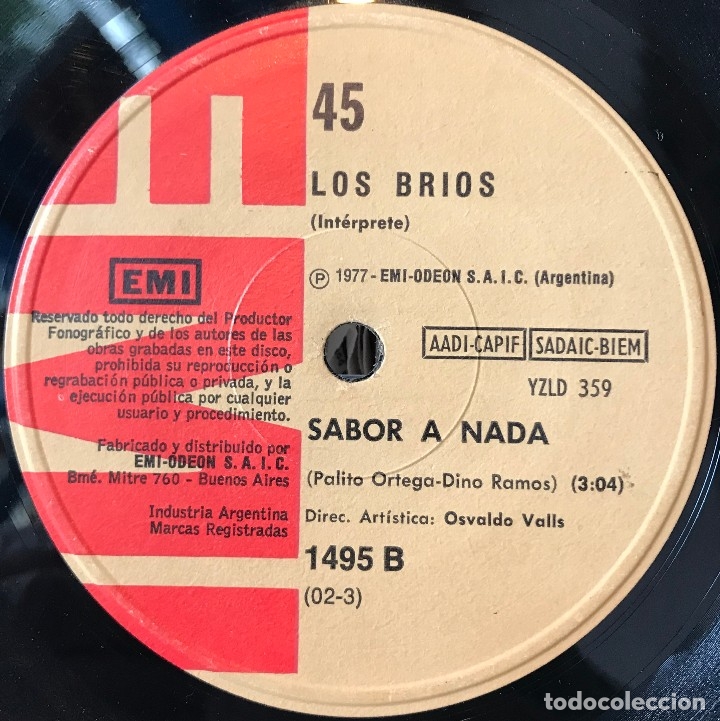 Discos de vinilo: Dos sencillos argentinos de Los Br&iacute;os - Foto 2