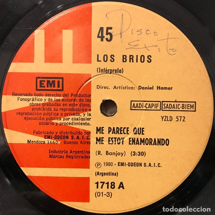 Discos de vinilo: Dos sencillos argentinos de Los Br&iacute;os - Foto 3