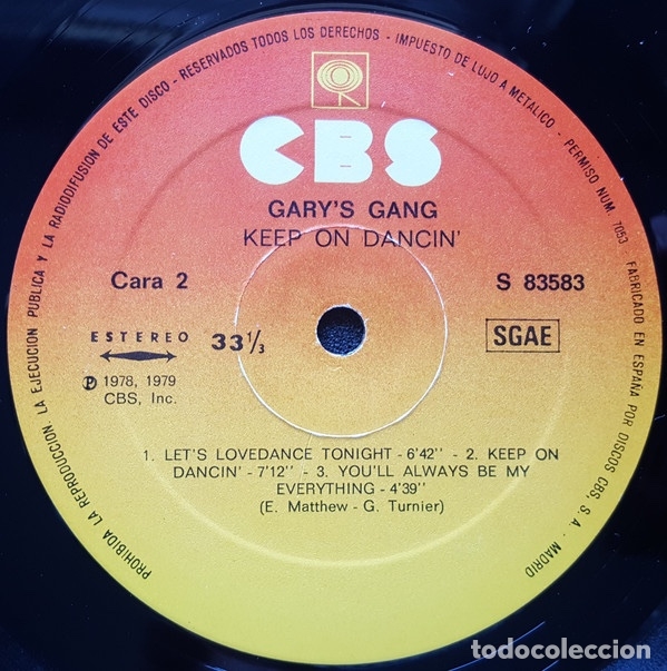 Discos de vinilo: Keep On Dancin - Garys Gang - Foto 4