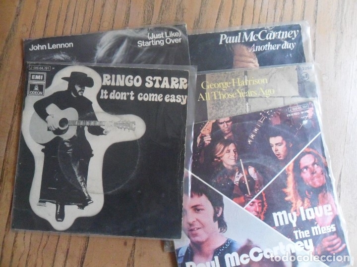 Discos de vinilo: Lote de cinco singles de los componentes de los Beatles (Ringo, Harrison, McCartney y Lennon). - Foto 1