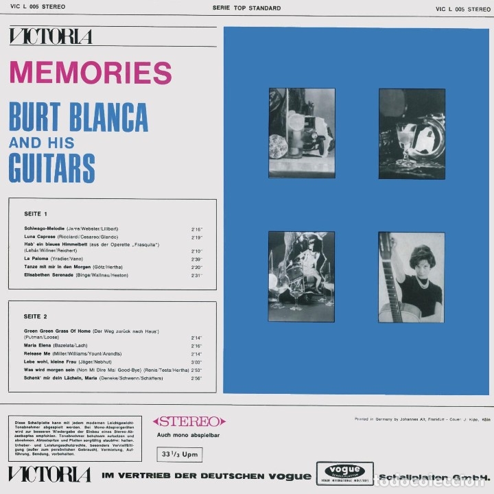 Discos de vinilo: Memories - Burt Blanca - Foto 2