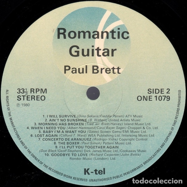 Discos de vinilo: Romantic Guitar - Paul Brett - Foto 3