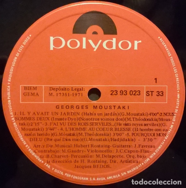 Discos de vinilo: Moustaki - Georges Moustaki - Foto 3