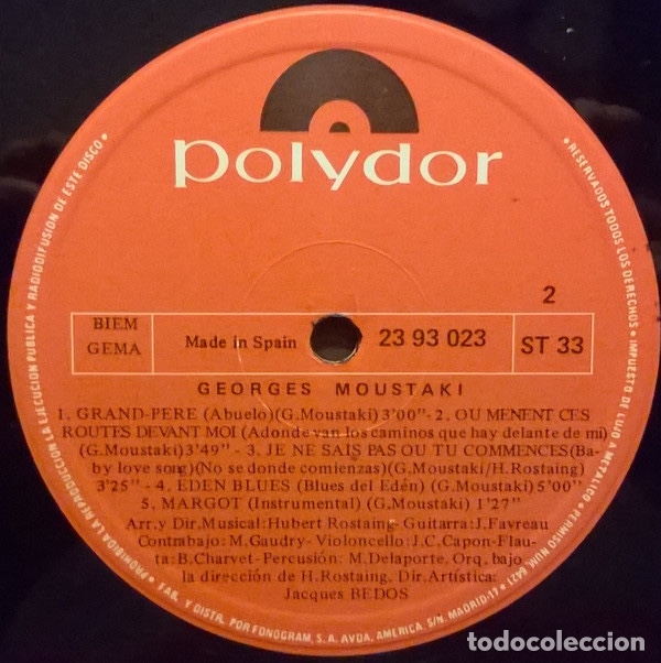 Discos de vinilo: Moustaki - Georges Moustaki - Foto 4