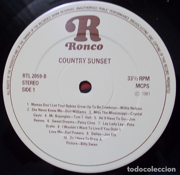 Discos de vinilo: Country Sunset - Recopilatorio - Foto 3