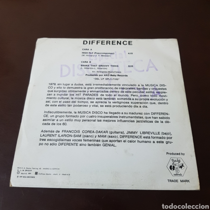 Discos de vinilo: DIFFERENCE HIGH FLY ( POPOROMPOMPO ) SHAKE THAT GROOVY THING - Foto 2