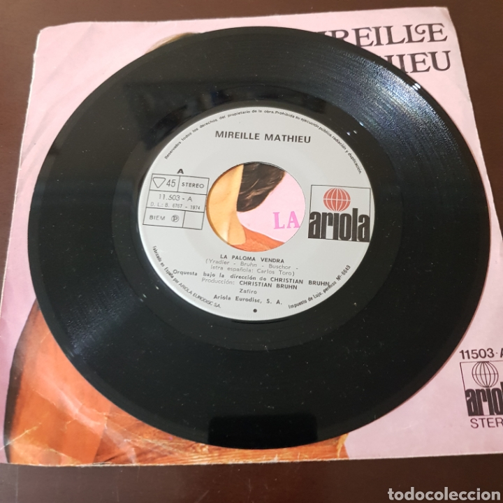 Discos de vinilo: MIRELLE MATHIEU - LA PALOMA VENDRA - ACROPOLIS ADIOS - Foto 3