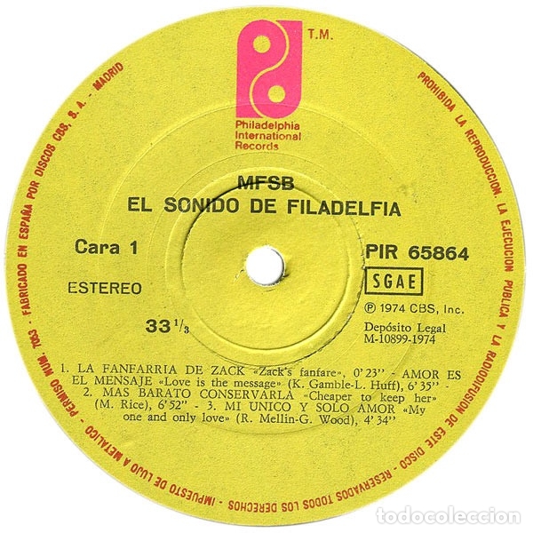 Discos de vinilo: El Sonido De Filadelfia - MFSB - Foto 3