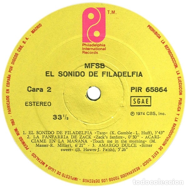 Discos de vinilo: El Sonido De Filadelfia - MFSB - Foto 4