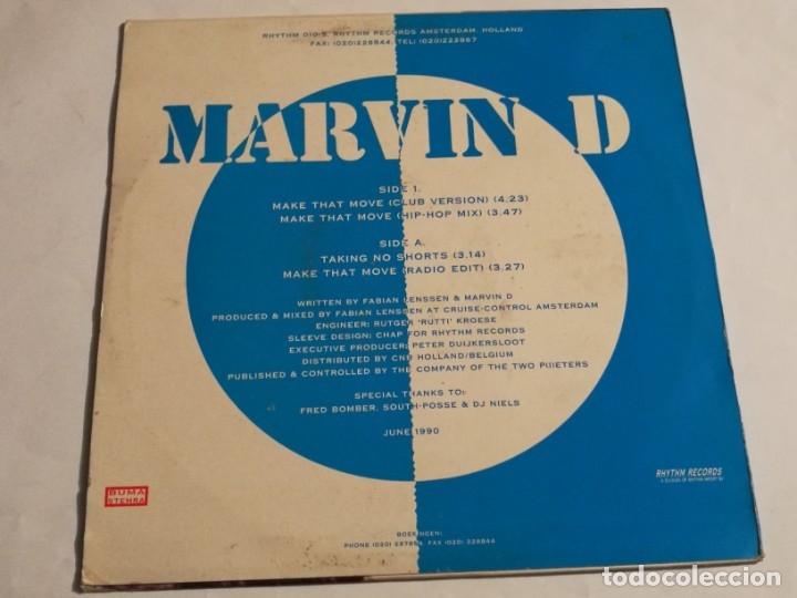 Discos de vinilo: Marvin D - Make That Move - 1990 - Foto 2