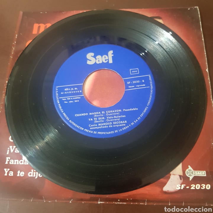 Discos de vinilo: MANOLO ESCOBAR ACOMPA&Ntilde;ADO DE SU ORQUESTA SINGLE - Foto 3
