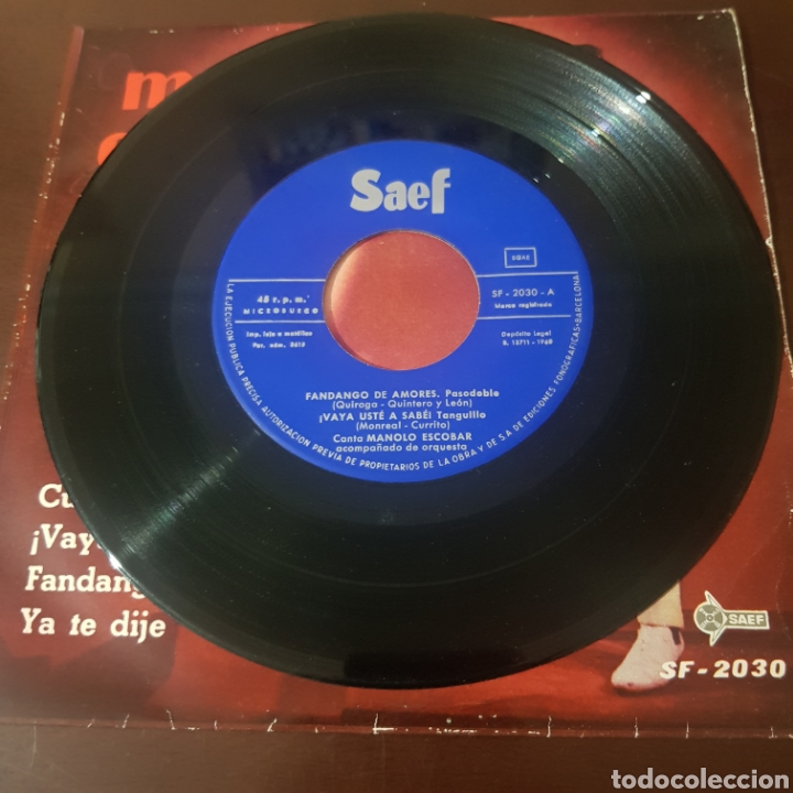 Discos de vinilo: MANOLO ESCOBAR ACOMPA&Ntilde;ADO DE SU ORQUESTA SINGLE - Foto 4