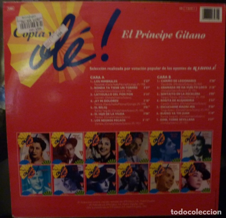 Discos de vinilo: EL PRINCIPE GITANO// COPLA Y OLE//1992//(VG VG). LP - Foto 2