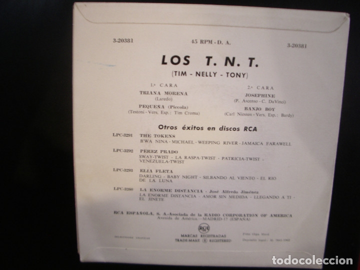 Discos de vinilo: LOS TNT- TRIANA MORENA. EP. COMO NUEVO. - Foto 2
