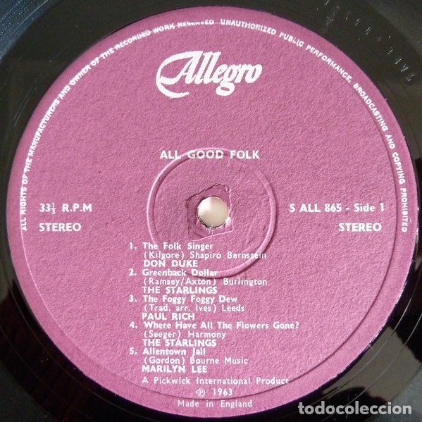 Discos de vinilo: All Good Folk - Recopilatorio. - Foto 3
