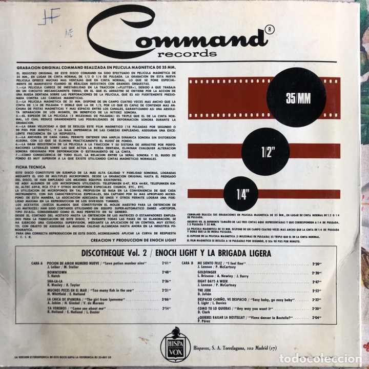 Discos de vinilo: Discotheque. Command records. Enoch light y la brigada ligera. Vol/2. - Foto 3