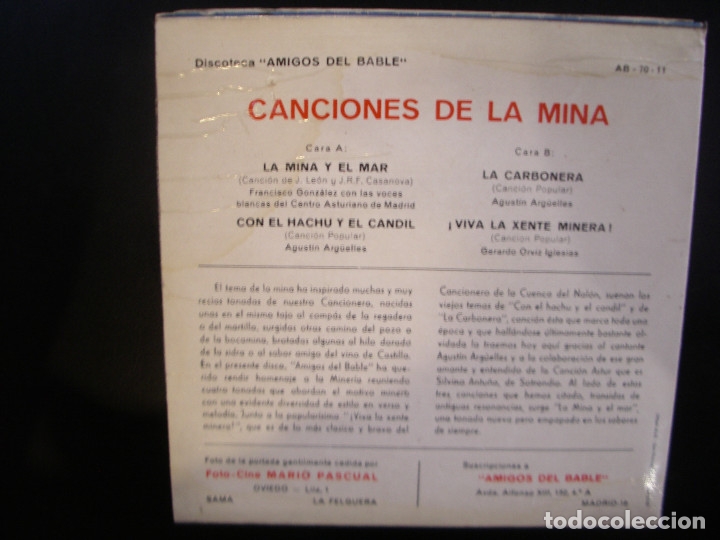 Discos de vinilo: CANCIONES DE LA MINA- EP. - Foto 2
