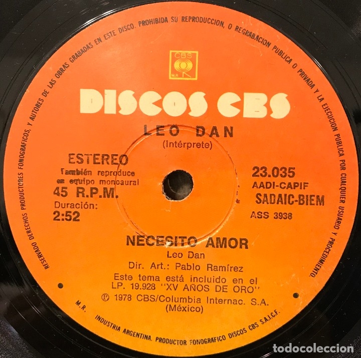 Discos de vinilo: Sencillo argentino de Leo Dan a&ntilde;o 1978 - Foto 1
