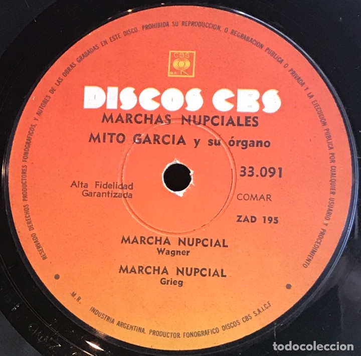 Discos de vinilo: EP argentino de Mito García y su órgano año 1959 reedición - Foto 3 - 147525142