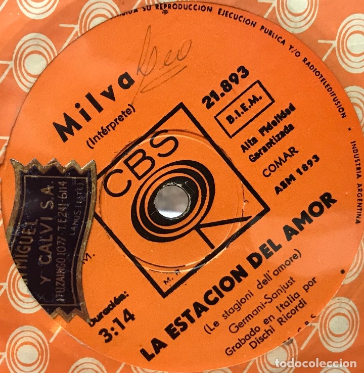 Discos de vinilo: Sencillo argentino de Milva a&ntilde;o 1968 - Foto 2