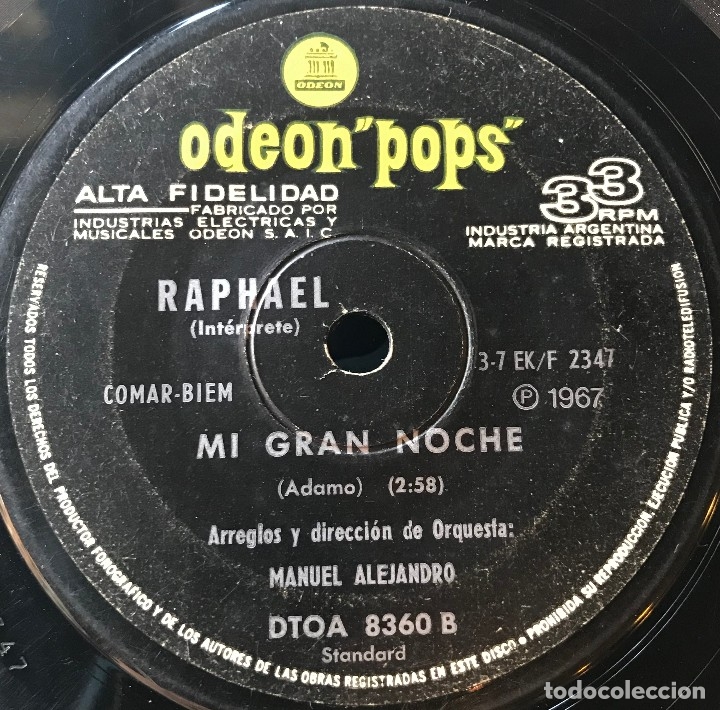 Discos de vinilo: Dos sencillos argentinos de Raphael - Foto 2