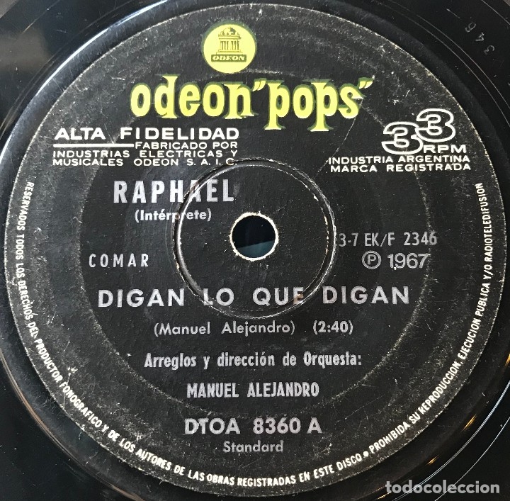 Discos de vinilo: Dos sencillos argentinos de Raphael - Foto 1