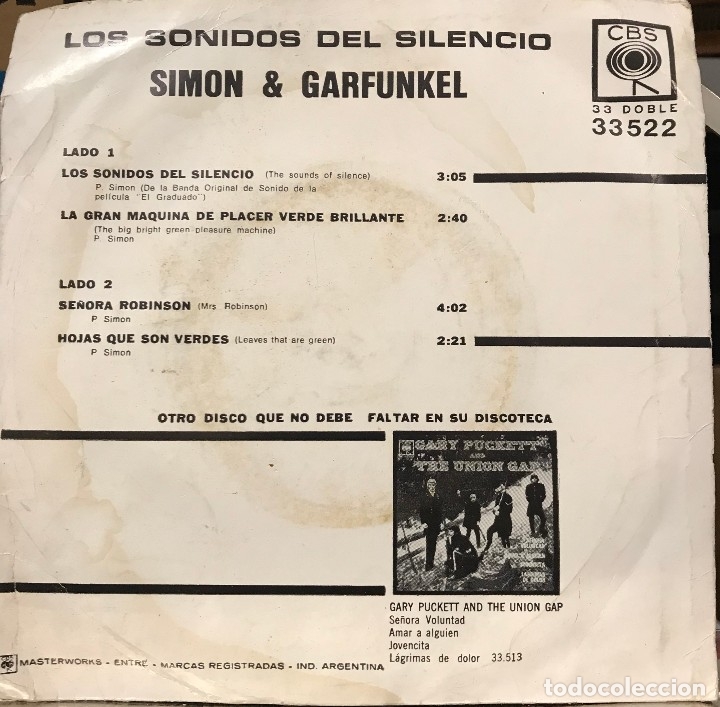 Discos de vinilo: EP argentino de Simon & Garfunkel a&ntilde;o 1968 - Foto 2