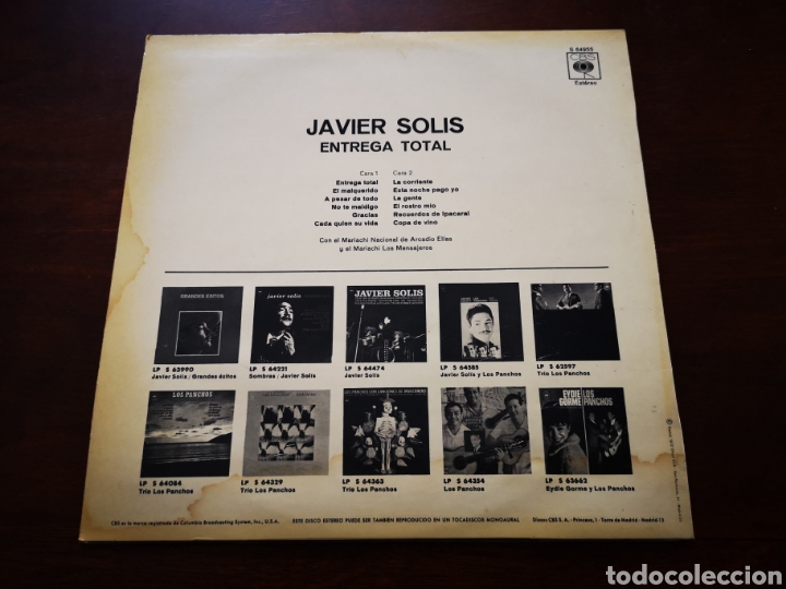 Discos de vinilo: Javier Solis. Entrega total - Foto 2