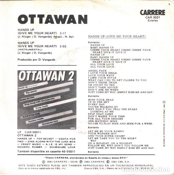 Discos de vinilo: Hands Up (Give Me Your Heart) - Ottawan - Foto 2