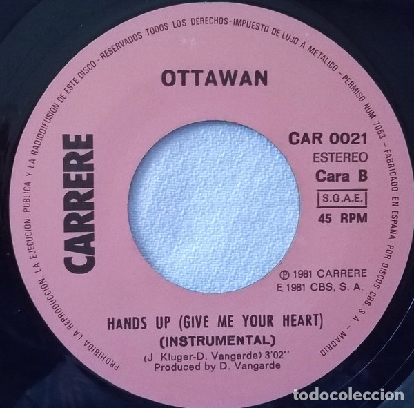 Discos de vinilo: Hands Up (Give Me Your Heart) - Ottawan - Foto 4