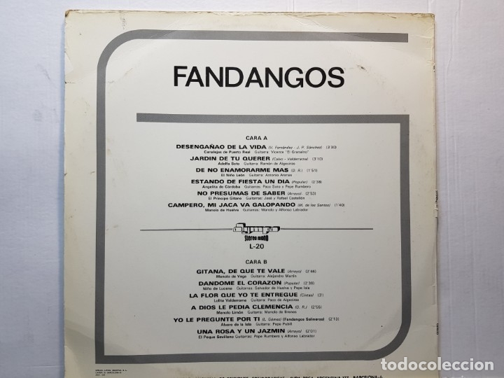 Discos de vinilo: LP-FANDANGOS- en funda original 1972 - Foto 2