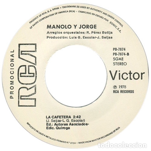 Discos de vinilo: De Dos En Dos - Manolo Y Jorge - Foto 4