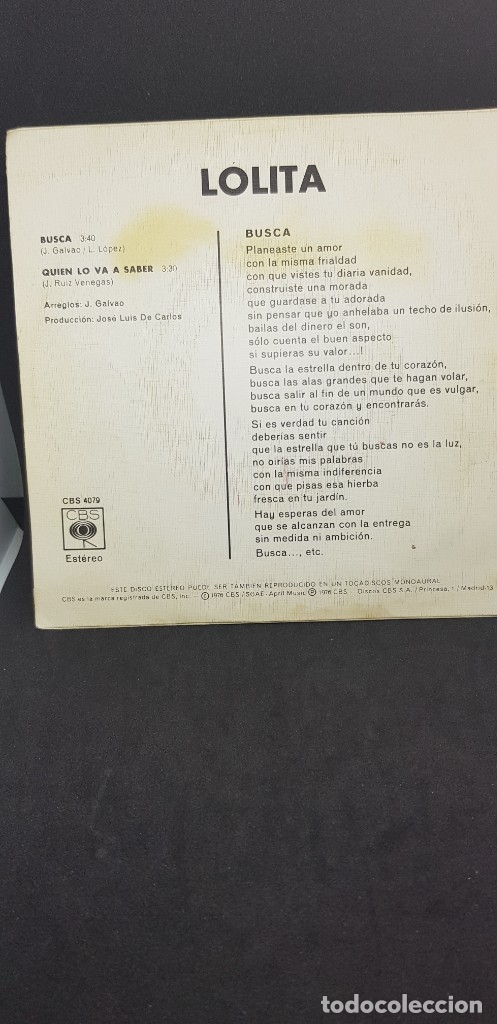 Discos de vinilo: LOLITA BUSCA 1976 - Foto 2