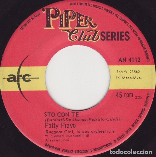 Discos de vinilo: Sto Con Te / Qui E L&agrave; - Patty Pravo - Foto 2
