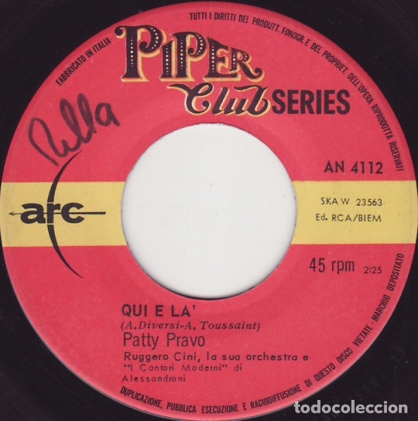 Discos de vinilo: Sto Con Te / Qui E L&agrave; - Patty Pravo - Foto 3