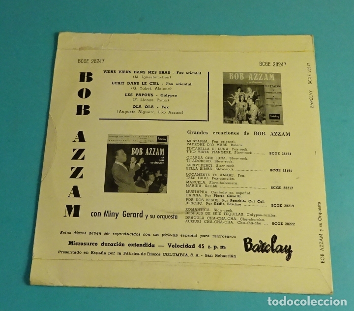 Discos de vinilo: BOB AZZAM CON MINY GERARD Y SU ORQUESTA - Foto 2